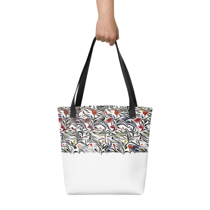 White & Black Floral Tote Bag - Image 2